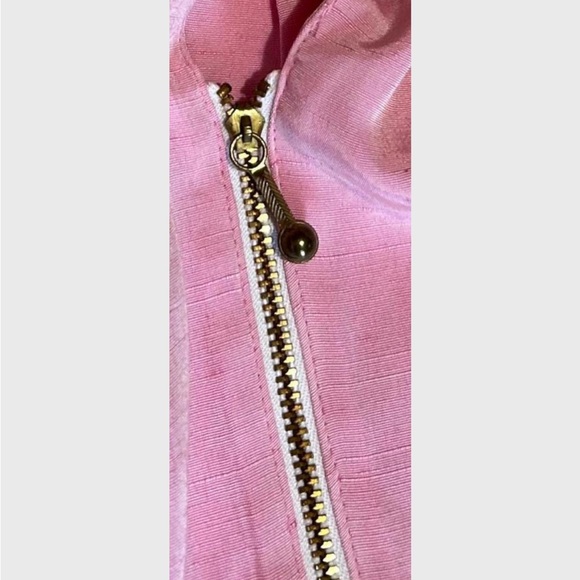 Vintage 1950s Dress Size M Wiggle Dress Baby Pink Ball Zipper Collared Cut Out - Picture 7 of 8